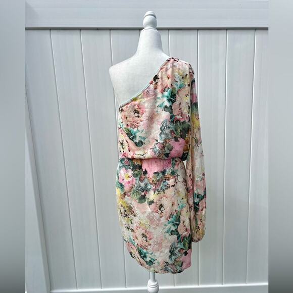 Hemant & Nandita designer One Shoulder Mini Dress  cocktail floral large - Picture 2 of 6
